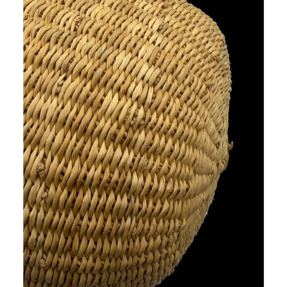 Handmade Bolga Basket Ghana Garden Small Herb Gathering Woven Elephant Grass 9